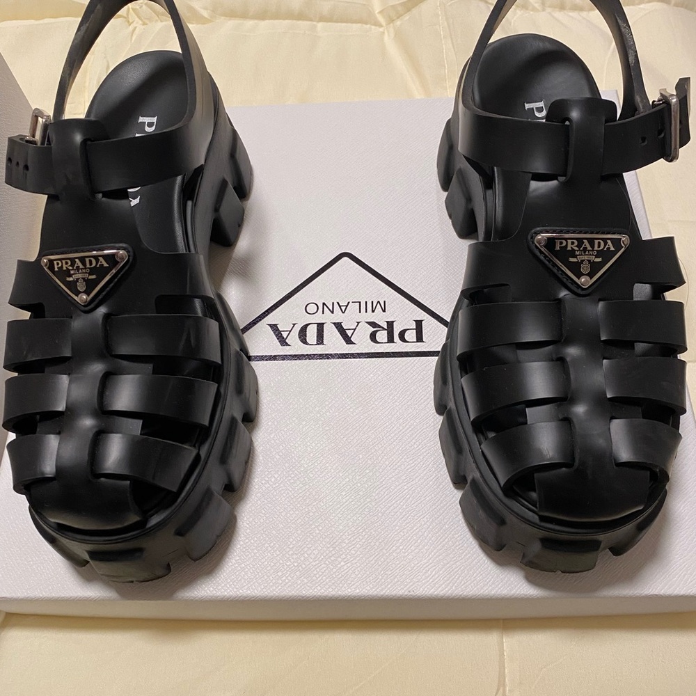 Prada cage black sandals